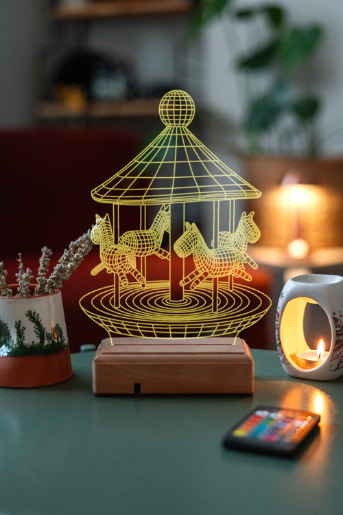 Çocuklara Hediye 3D Atlı Karınca 16 Renkli Kumandalı Led Lamba