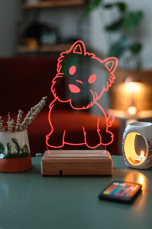 Kişiye Özel Şirin Köpek Masaüstü 3D 16 Renk Dekoratif Led Lamba