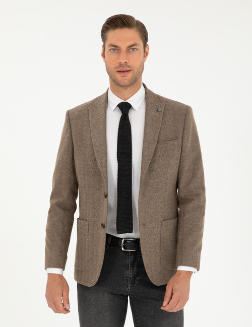 Kahverengi Slim Fit Ceket 50293351-VR029