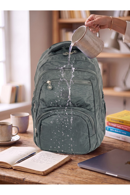 Unisex Su Geçirmez Çok Bölmeli Krinkıl Kumaş Okul Çantası Laptop Çantası