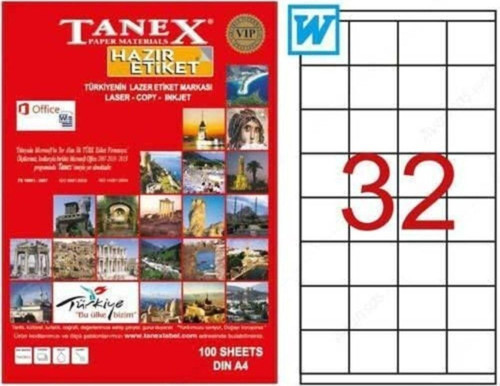 Tw-2032 Beyaz Etiket 52.5 X 35 Mm