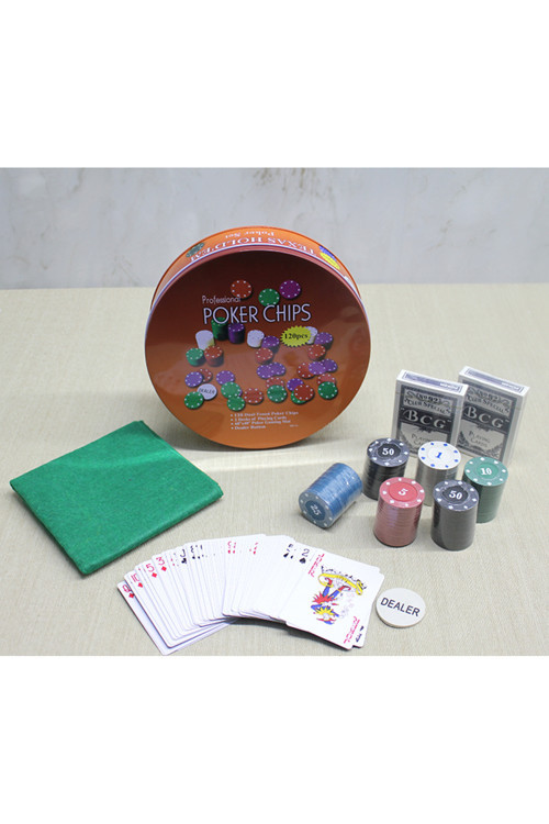 Metal Kutulu 120 Chip Ve 2 Adet İskambil Kağit Setine Sahip Poker Oyunu Alk3535