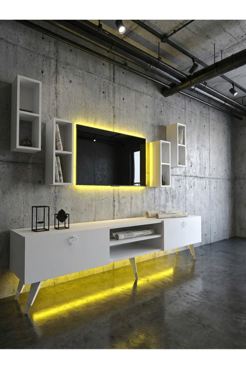 Karnaval Ledli Tv Ünitesi - Beyaz - P8005-1