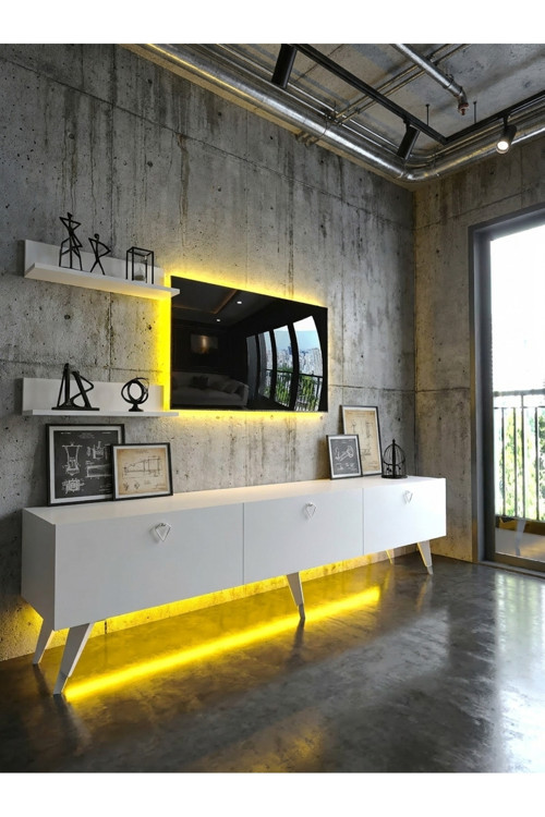 Karnaval Ledli Tv Ünitesi - Beyaz - P8013-1
