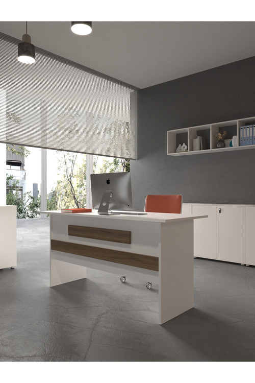 Karnaval Ofis Masası - OFİS-8-1-2-140X75 Beyaz - Ceviz