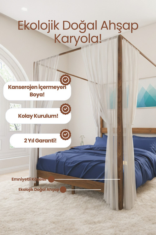 Natura Ci̇bi̇nli̇kli̇ Model Masif Ahşap Karyola Kolay Kurulum Fırınlanmış İthal Sibirya Çamı 90x190 Yatak Uyumlu