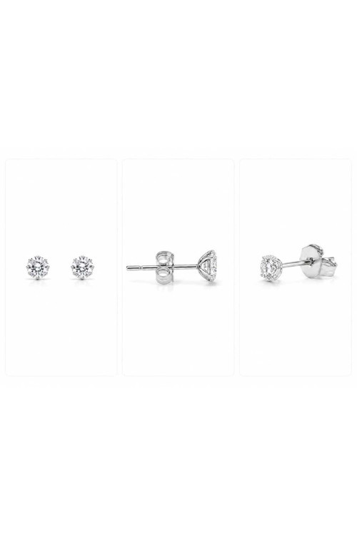 925 Ayar Gümüş 4.5 Mm Taşlı Press Küpe Bir Çift