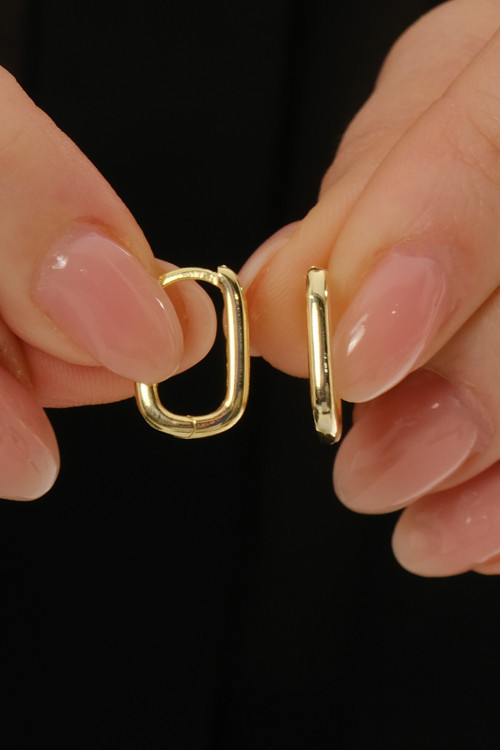 925 Ayar Gümüş Gold Kaplama Taşsız Küpe