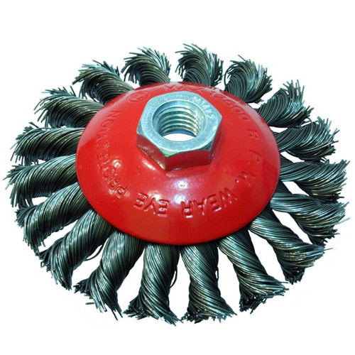 GRİ BURMA TELLİ M14 VİDALI DAİRE FIRÇA 100 mm HAWK10189