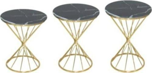Brc18512 RİVOLİ Zigon Model Metal Gold Renk Siyah mermer temper Tabla Cam El Yapı