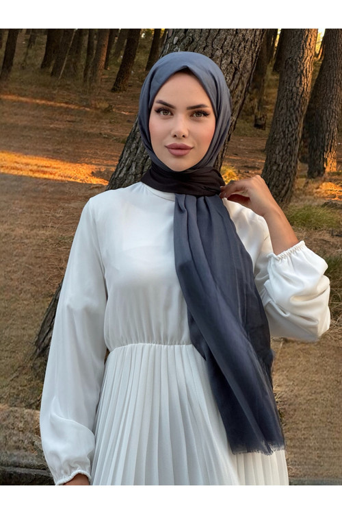 İthal Dubai Degrade Pamuk Şal - İndigo Siyah