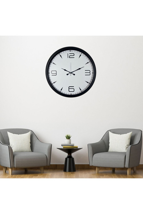 Siyah Prime Büyük Boy 80 cm Metal Duvar Saati