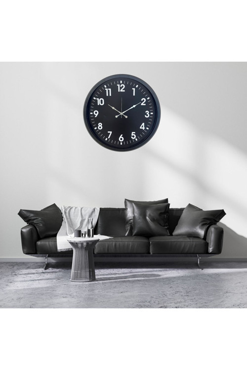 Siyah Lüks Büyük Boy 80 cm Metal Duvar Saati