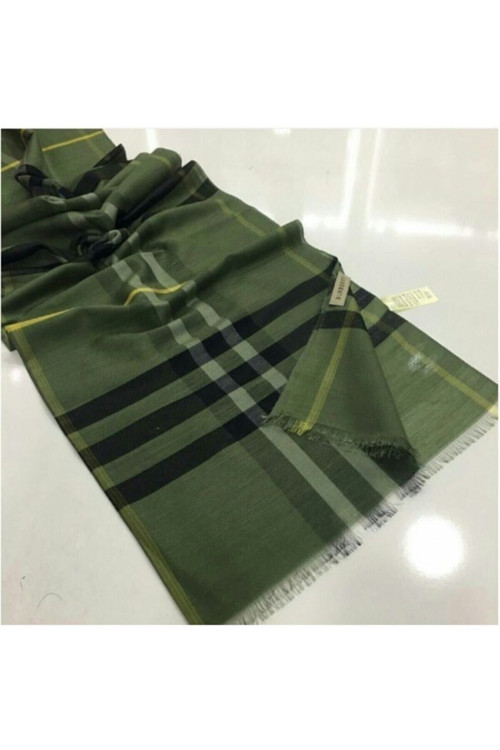 Kadın Ekose Ipek Şal Yeşil