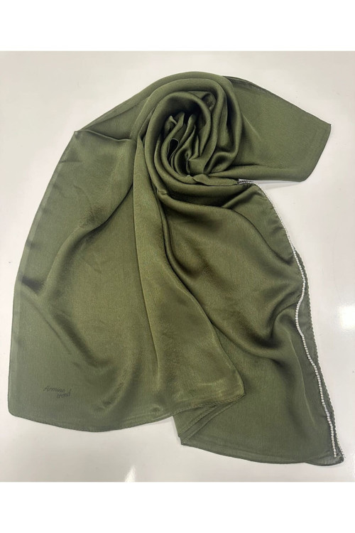 Tasarım Taşlı Yeşil Şal (Gümüş Taşlı)