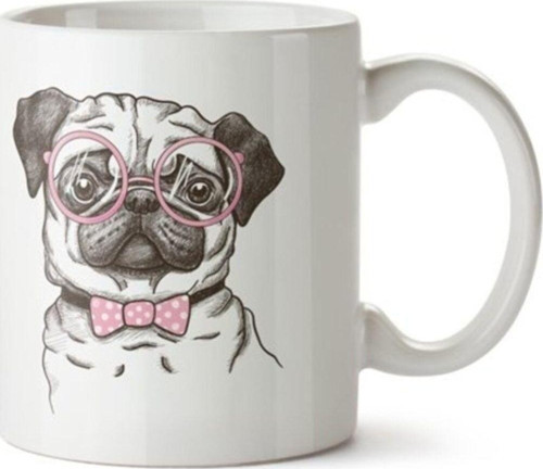 Pembe Gözlüklü Pug Tasarım Kupa