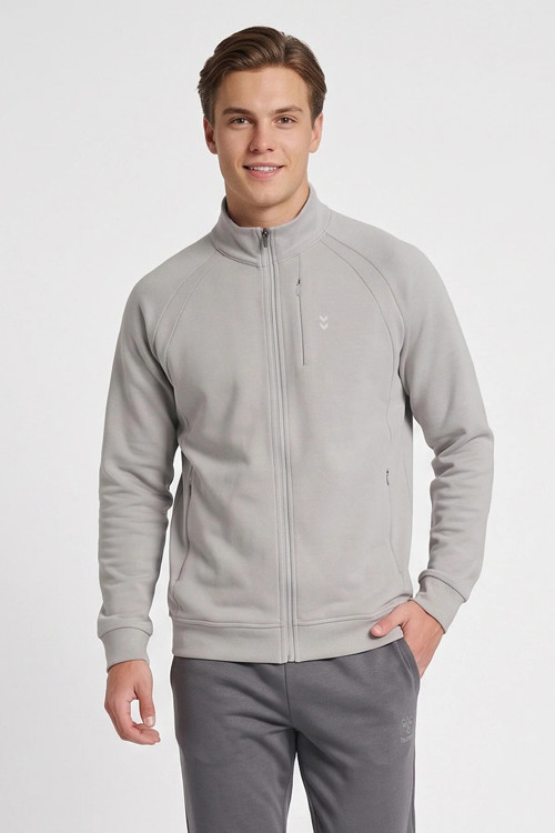 Pamuklu Dik Yaka Fermuarlı Erkek Sweat 922581-2521 GRİ