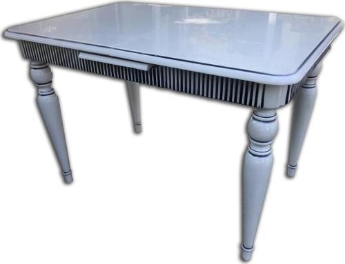 Masa 18018 FİTİL Klasik Model Kayın Tombul retro Ayak Parlak Beyaz Lake El Yapım