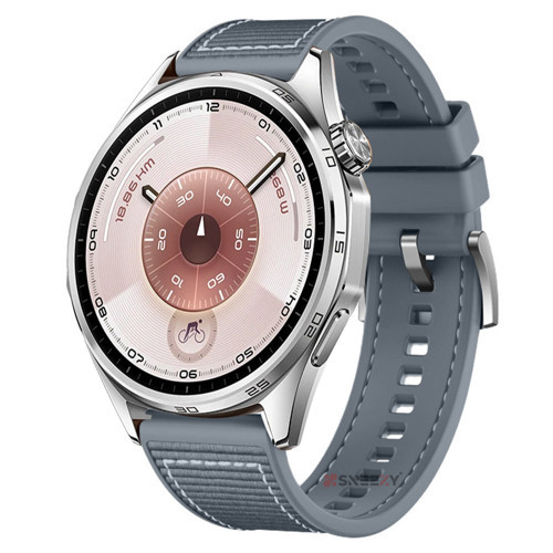 Huawei Watch GT6 46mm İle Uyumlu Metal Tokalı Dikiş Desenli Dokuma Silikon Kordon