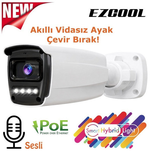 EZ-4045IPS 5MP 3.6MM HİBRİT POE SESLİ IP BULLET KAMERA