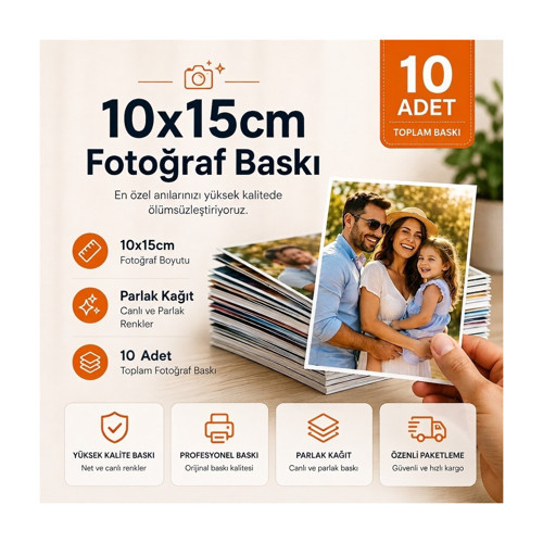 Kişiye Özel Fotoğraf Baskı - 10X15 cm Parlak Foto Baskı - 10 Adet