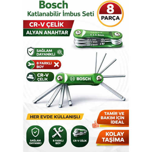 8li Katlanır Alyan Anahtar Takımı