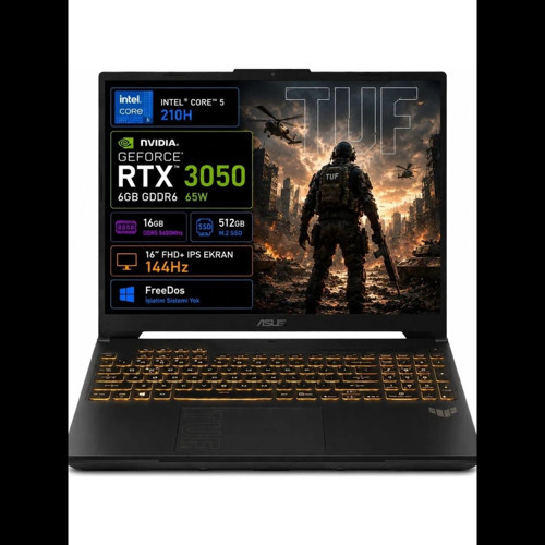 Tuf Gaming F16, Fx607vjb-rl037, Core 5-210h, 16" Fhd, 144hz Ips, 16gb Ram, 512gb Ssd, 6gb Rtx30