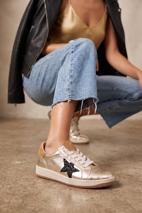 26BK248.777 Kadın Hakiki Deri Klasik Sneaker Altın