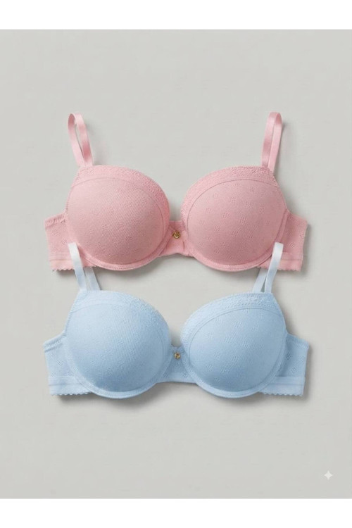%100 Pamuklu Balenli Push Up Dolgulu Dantel Detaylı Sütyen 75B 80B 85B 90B