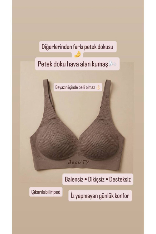Lazer Kesim Petek Doku Nefes Alan İz Yapmayan Balensiz Çıkarılabilir Pedli Sütyen