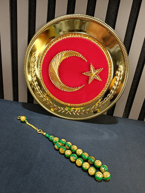 ALTIN VARAKLI TESBİH MASKOT EFE BİLEK BOY 14MM
