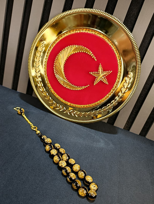 ALTIN VARAKLI TESBİH MASKOT EFE BİLEK BOY 14MM