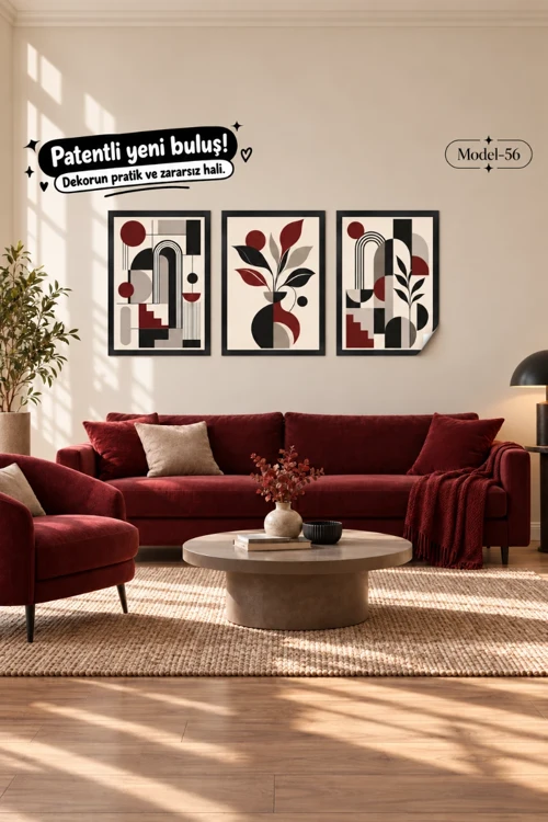 Statik Tutunma Özellikli Tablo - Poster Modern (Model- 56)