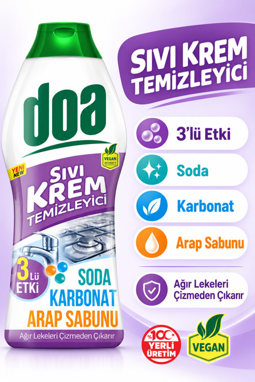 Sıvı Krem 3 Lü Etki Soda -Karbonat-Arap Sabunu 750 Ml
