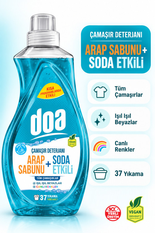 Çamaşır Deterjanı Arap Sabunu Soda Etkili / 1480 Ml