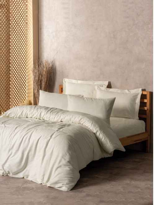 Rf Dual -Plaid Krem- Tek Kişilik Nevresim Takımı