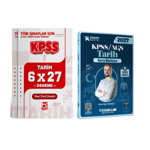 2027 KPSS AGS Atölye Serisi Genel Kültür Tarih Soru Bankası + Deneme Seti 2 Kitap Bigelio + Yediikli