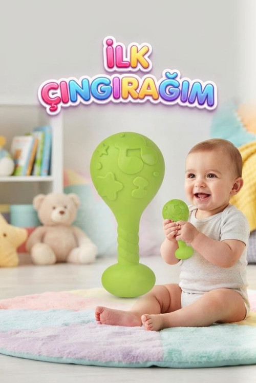 Bebek Çıngırak Eğlenceli ve Eğitici İlk Çıngırağım Kavrama Geliştirici 15 CM Oyuncak