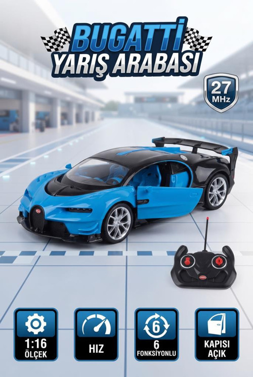 Lamborgini 1:16 Ölçekli Kumandalı Şarjlı 6 Fonksiyon Açılır Kapı Hızlı Oyuncak Yarış Arabası MAVİ