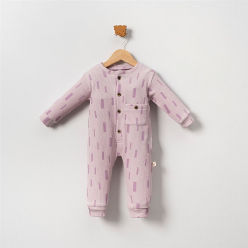 Unisex Bebek Pamuklu Uzun Kollu Cepli Tulum 6-24 Ay