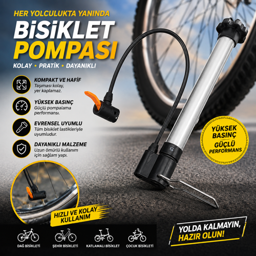 Alüminyum Kısa Katlanır ayaklı bisiklet pompası