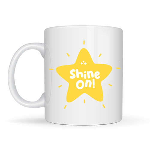 Shine On "PARLAMAYA DEVAM ET" Yıldız Tasarımlı Porselen Kupa MODEL 155 – Motivasyon Kupası – Günlük Kullanıma Uygun Şık Kahve & Çay Kupası
