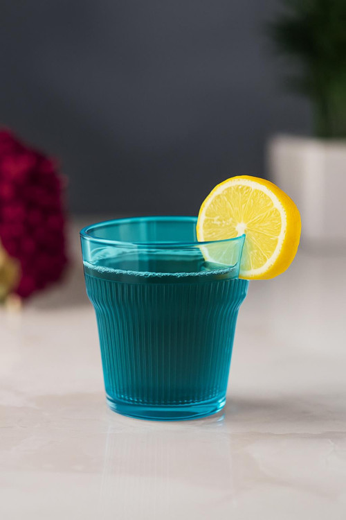 Akrilik Aquamarin Tekli Kısa Bardak & Su Meşrubat Kahve Yanı Bardağı 300 ml ( Cam Değildir )