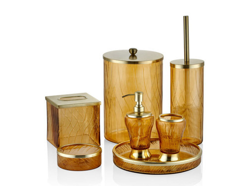 TROPHY AMBER 7 Parça Banyo Takımı Altın Metal