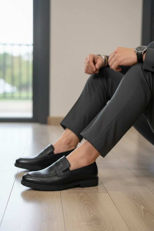 Yan Lastikli Pençe Bantlı Klasik Loafer Erkek Deri Ayakkabı