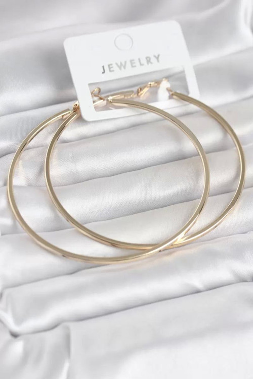 Gold Renk Pirinç Köşeli Kenar Halka 72 mm Kadın Küpe - TJ-BKP11769