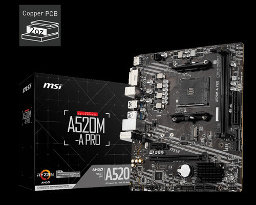 A520M-A PRO DDR4 4600MHZ 1XHDMI 1XDVI 1XM.2 USB 3.2 MATX AM4 (AMD AM4 5000/4000/3000 SERİLERİ İL