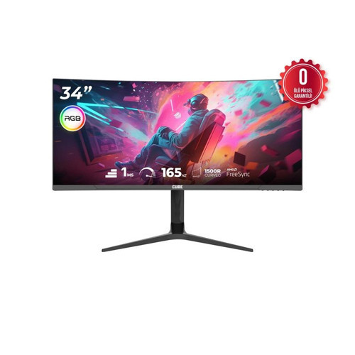 34 CUBE PA-34V165C VA 1MS 165HZ HDMI DP TYPE-C USB 2K WQHD 3440X1440 FREESYNC CURVED YUKSEKLIK AYARI
