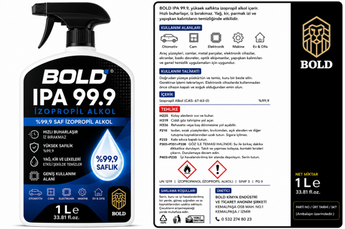 İzopropil Alkol Ipa %99,9 Saf 1 Litre – İpa Temizlik Solventi