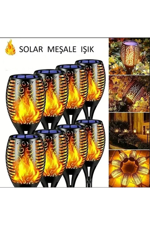 Solar Bahçe Lambası – Alev Efektli, Güneş Enerjili (4 Adet)